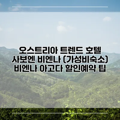 오스트리아 트렌드 호텔 사보엔 비엔나 (가성비숙소) 비엔나 아고다 할인예약 팁