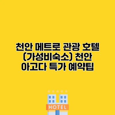 천안 메트로 관광 호텔 (가성비숙소) 천안 아고다 특가 예약팁