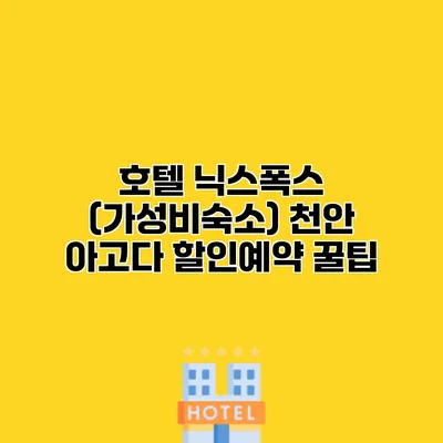 호텔 닉스폭스 (가성비숙소) 천안 아고다 할인예약 꿀팁