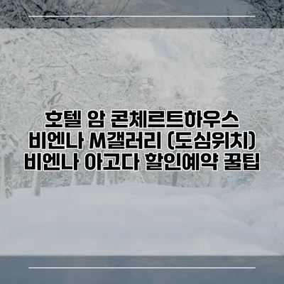 호텔 암 콘체르트하우스 비엔나 M갤러리 (도심위치) 비엔나 아고다 할인예약 꿀팁