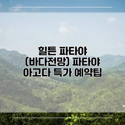 힐튼 파타야 (바다전망) 파타야 아고다 특가 예약팁